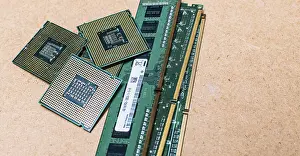 Printed Circuit Board PCB Stampe: RAM memories with computer microprocessors isolated