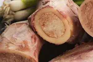 Deserted Garden Produce Stampe: Raw uncooked beef bone marrow