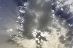 Granada Province Landmark Stampe: Rays of sun, rays of light behind clouds