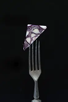 Vegetable Still Life Photography Stampe: Red cabbage, red cabbage on fork