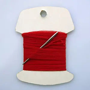 Haberdashery Supplies Stampe: Red sewing thread and needle