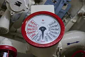 Northern Germany Tourist Spot Stampe: Red ship's engine control panel with scale and labelling