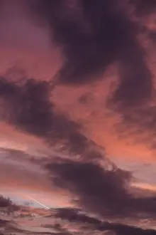 No People Evening Atmosphere Stampe: Reddish clouds in the evening sky