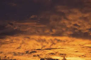 Evening Atmosphere Europe Stampe: Reddish clouds in the evening sky