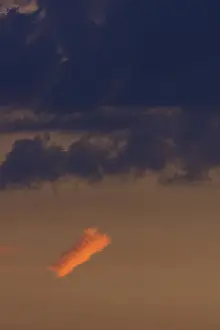 German Rain Clouds Stampe: Reddish small cloud in evening light