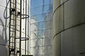 Stainless Steel Surface Stampe: Reflections on a silo