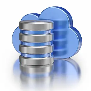 Data Storage Symbol Stampe: Remote database cloud computing technology storage concept