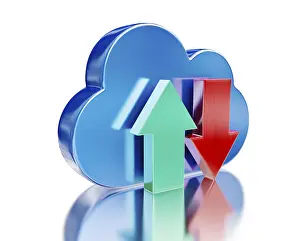 Data Storage Symbol Stampe: Remote database cloud computing technology storage upload download concept