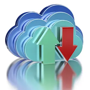 Digital Data Backup Stampe: Remote database cloud computing technology storage upload download concept