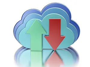 Data Storage Symbol Stampe: Remote database cloud computing technology storage upload download concept