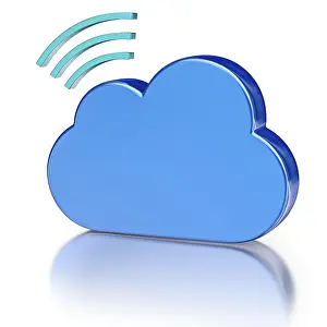 Data Storage Symbol Stampe: Remote wireless database cloud computing technology storage concept