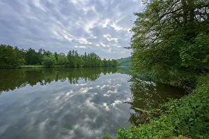 Bavaria Germany Scenery Stampe: River landscape, reflection, tree