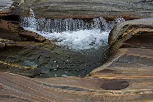 Mountain Torrent Landscape Photo Stampe: Rocks, rock structures, small waterfall