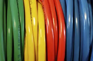Coloured Network Cables Stampe: Rolled coloured network cables for computer