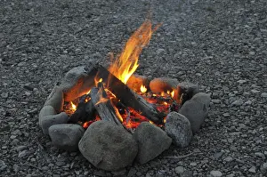 Historic Food Photography Stampe: Romance by the campfire