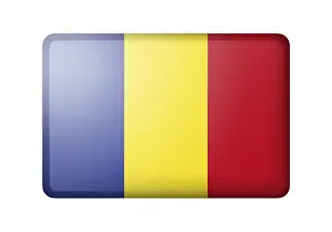 European Flag Design Stampe: The Romania flag. Rectangular matte icon