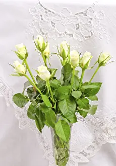 Woman With Flowers Stampe: Rose