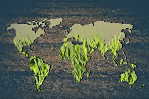 Geographic Outline Map Stampe: Roughly outlined world map with white background