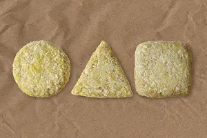 Healthy Seafood Recipes Stampe: Round, triangular and square squid cutlet