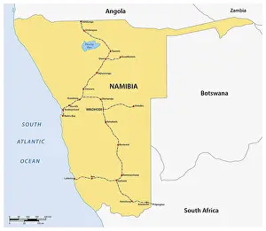Stampe di Mappa della rete ferroviaria e stazioni in Namibia Mappa Stampe: Mappa della rete ferroviaria e stazioni in Namibia.