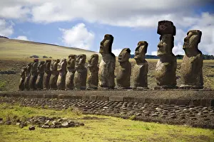 Easter Island Statues Stampe: Row with statues at easter island