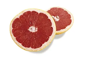 Close Up Citrus Fruit Stampe: Ruby Red Grapefruit (Citrus), slices