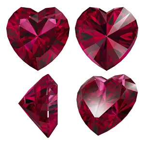 Symbolic Love Picture Stampe: Ruby red heart shape isolated different views