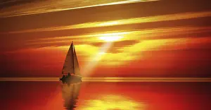 Orange Atmospheric Light Stampe: Sailing to the sunset