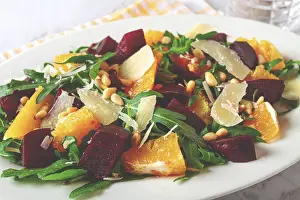 Gourmet Vegetarian Meal Stampe: A salad made with chunks of beet