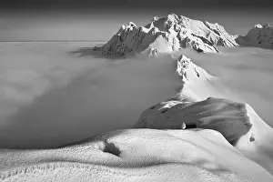 Snow Capped Mountains Switzerland Stampe: Santis, summit in winter above clouds