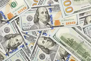 Newly Designed US Dollar Note Stampe: Several scattered layer of the newly designed U