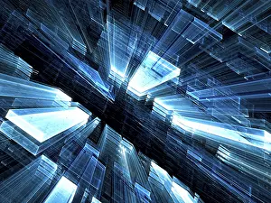 Fractal Geometry Background Stampe: Sci-hi or information technology background - abstract computer-generated image
