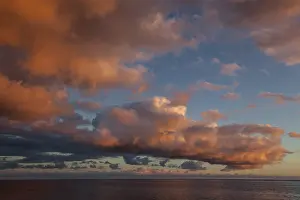 Portugal Evening Sky Stampe: Sea and dramatic cloud atmosphere