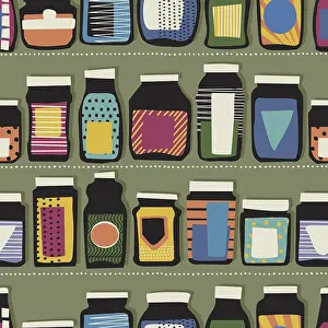 Seamless Pattern Stampe: Seamless pattern with jars in colors