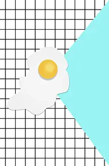 Empty Plate Still Life Stampe: Seamless pattern with omelette and eggs on a checkered background