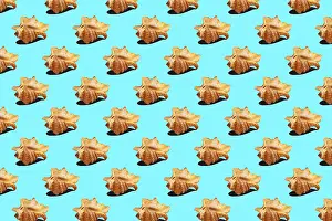 Deserted Beach Wallpaper Stampe: Seashells on blue, background, seamless pattern