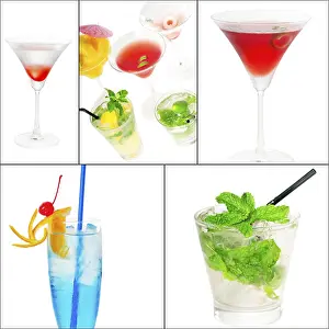Citrus Fruit Cocktails Stampe: Selection of cocktails drinks collage composition nested on a square frame