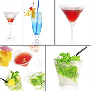 Citrus Fruit Cocktails Stampe: Selection of cocktails drinks collage composition nested on a square frame