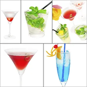 Citrus Fruit Cocktails Stampe: Selection of cocktails drinks collage composition nested on a square frame