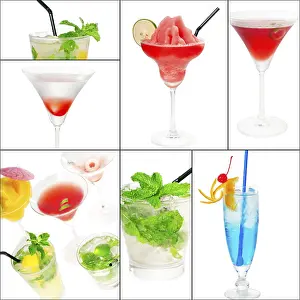 Citrus Fruit Cocktails Stampe: Selection of cocktails drinks collage composition nested on a square frame