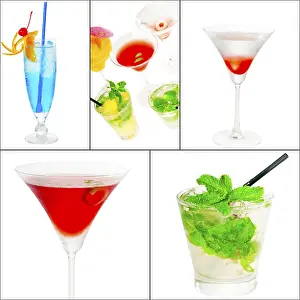 Square Frame Composition Stampe: Selection of cocktails drinks collage composition nested on a square frame