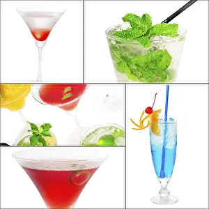 Citrus Fruit Cocktails Stampe: Selection of cocktails drinks collage composition nested on a square frame