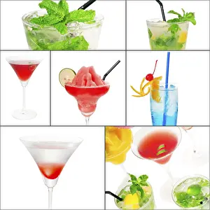Citrus Fruit Cocktails Stampe: Selection of cocktails drinks collage composition nested on a square frame