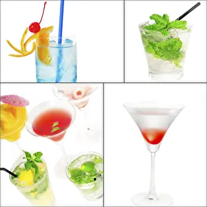 Citrus Fruit Cocktails Stampe: Selection of cocktails drinks collage composition nested on a square frame