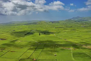 Azores Portugal Stampe: Serra do Cume Viewpoint overlooking the patchwork