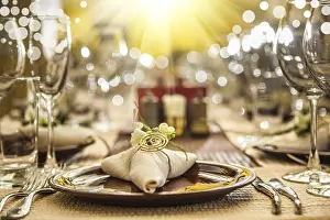 Elegant Table Setting Stampe: Serving of restaurant table close up