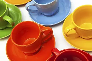 No People Coffee Scene Stampe: A set of coffee cups close up