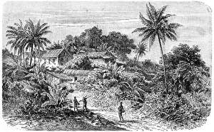 Camerun Stampe: Per un insediamento sul fiume Camerun.