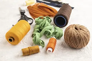 Scissors And Thread Stampe: Sewing accessories: scissors, thread