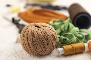 Scissors And Thread Stampe: Sewing accessories: scissors, thread